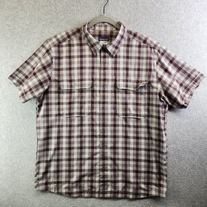 Patagonia Shirt Mens Large Brown Plaid Snap El Ray Lightweight Hiking Cabin